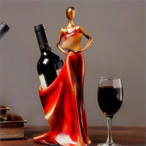 🦋 Wine Bottle Holder Lady Sculpture Figurine 🦋 - Picture 1 of 8